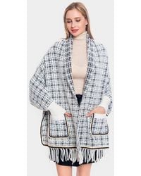 TRUEDAMES - Plaid Check Patterned Poncho - Lyst