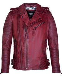 Infinity Leather - Leather Biker Quilted Brando Motorcycle Jacket - Lyst