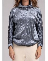 Sympli - Crinkle Velvet Funnel Pullover Sweater - Lyst