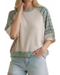 Haptics - Oversized Plaid And Floral Color Block Top - Lyst