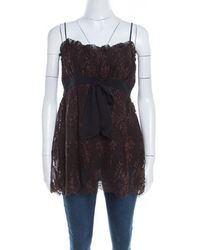 ESCADA - Floral Cotton Lace Babydoll Top - Lyst