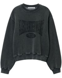 Alexander Wang - Dropped Shoulder Crew Neck Sweatshirt With Logo Print - Lyst
