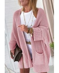TRUEDAMES - Oversized Fold Over Sleeve Open Front Cardigan - Lyst