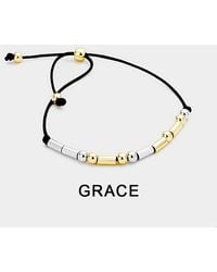 Fashnzfab - Grace Message Morse Code Adjustable Cinch Pull Tie Bracelet, Two Tone - Lyst