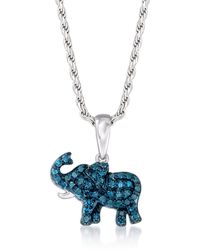 Ross-Simons Blue Diamond Elephant Pendant Necklace - White