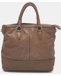 Aigner - Dark Taupe Leather Zip Tote - Lyst