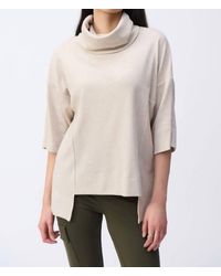 Joseph Ribkoff - Asymmetric Cowl Neck 3/4 Sleeves Boxy Top - Lyst