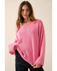 TRUEDAMES - Solid Rib-Knit Oversized Boatneck Sweater - Lyst