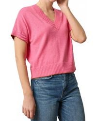 Lilla P - Short Sleeve V Neck Pullover Sweater - Lyst