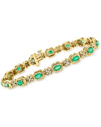 Ross-Simons - Emerald And . Diamond Clover Bracelet - Lyst