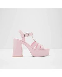 ALDO - Jeni Sandals Patent Strappy Buckle Heeled Platform Jobb955 - Lyst