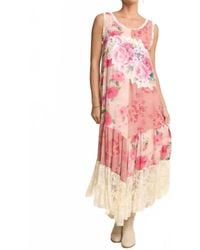 Davi & Dani - Print Flower Patchwork Lace Tiered Dress - Lyst