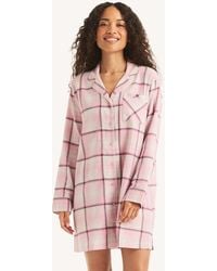 Nautica - Plaid Sleep Shirt Dress - Lyst