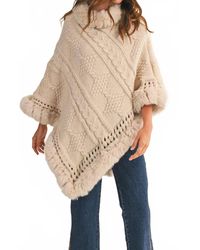 Klesis - Faux Fur Trim Sweater Poncho - Lyst