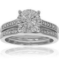 Vir Jewels 2/5 Cttw Round Cut Lab Grown Diamond Wedding Engagement Ring Bridal Set .925 Sterling - Gray