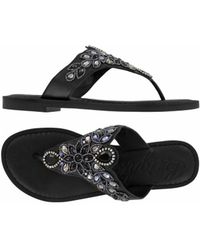 Brighton - Anju Embellished Leather Flat Thong Slip On Sandal - Lyst