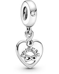 PANDORA - Friends Forever Heart Dangle Charm - Lyst