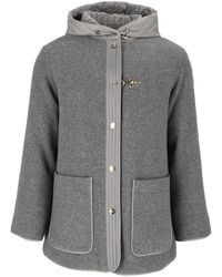 Fay - Dual-Material Short Jacket With Quilted Hood And Hook Closure - Lyst