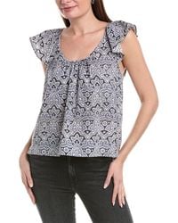 Lilla P - Ruffle Sleeve Linen-blend Top - Lyst