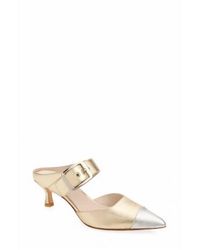 KOKO + PALENKI - Paloma Pointed Cap Toe Kitten Heel Mule - Lyst