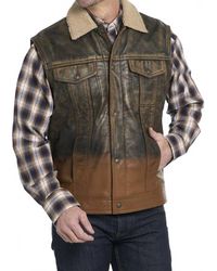 Cripple Creek - Leather Snap Ombre Sherpa Lined Vest - Lyst