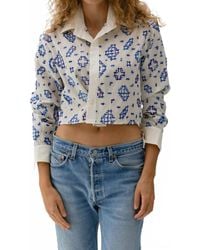 CISSA - Crop Button Down Wrap Shirt - Lyst