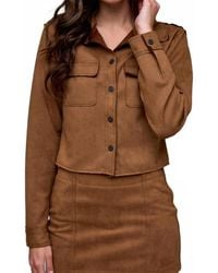 Hidden Jeans - Suede Shrunken Button-Up Shirt - Lyst