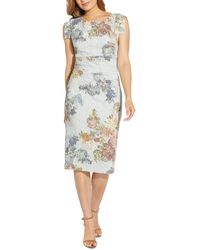 Adrianna Papell - Metallic Midi Cocktail And Party Dress - Lyst