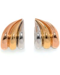 Ferragamo - Wedge Sterling Silver And Gold Plated huggie Earrings 703427 - Lyst