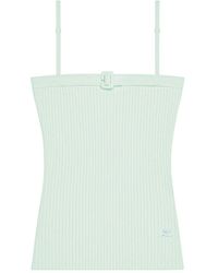 Courreges - Ribbed Knit Top With Square Neckline And Buckle Detail - Lyst