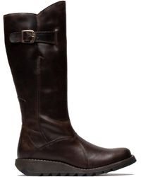 Fly London - Knee-High Leather Wedge Boots - Lyst