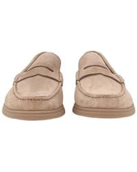 BOSS - Soft Suede Penny Strap Loafers - Lyst