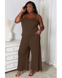 TRUEDAMES - Full Size Spaghetti Strap V-Neck Jumpsuit - Lyst
