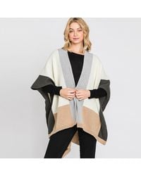 TRUEDAMES - Color Block Ruana Poncho - Lyst
