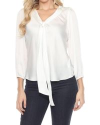 Joseph Ribkoff - Pussy Bow Puff Sleeve Satin Top - Lyst
