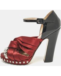 N°21 - N°21 Burgundy/ Patent Leather And Satin Ankle Strap Sandals - Lyst