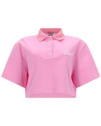 MSGM - Polo Crop Con Logo - Lyst