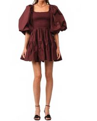 SOFIA The Label - Smocked Puffed Sleeve Mini Dress - Lyst