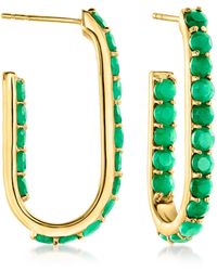 Ross-Simons - Emerald Paper Clip Link Drop Earrings - Lyst