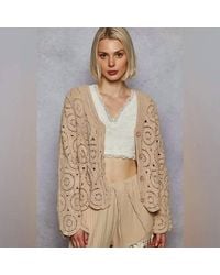 Pol - Soft Scallop Knitted V-Neck Button Down Cardigan - Lyst