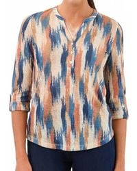 Fdj - 3/4 Sleeve Henley Top, Botany Patchwork - Lyst