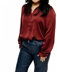 Skies Are Blue - Beckett Satin Button Down Shirt - Lyst