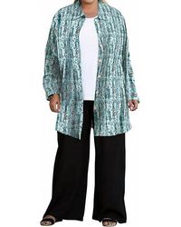 On The Plus Side - Printed Long Sleeve Chiffon Button Up Rodie Tunic - Lyst