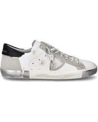 Philippe Model - Low-Top Leather Sneakers With Suede Overlays - Lyst