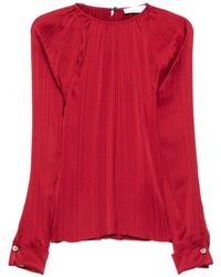 Lanvin - Silk And Nylon Long-Sleeved Top With Ribbed Texture - Lyst