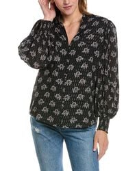 Tahari - Split Neck Silk-Blend Top - Lyst