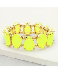 Fashnzfab - Teardrop Glass Stone Cluster Stretch Evening Bracelet Neon - Lyst