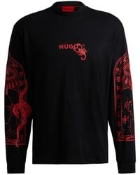 HUGO - Cotton-jersey Relaxed-fit T-shirt With Seasonal Artwork - Lyst