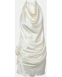 Arcina Ori - Cream Satin Halter Neck Dress - Lyst