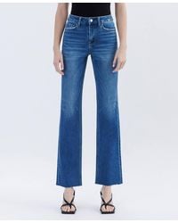 Flying Monkey - High Rise Straight Raw Hem Jeans - Lyst